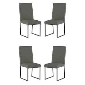 Kit 4 Cadeiras Para Mesa De Jantar Base Industrial Preto Balaqui Cinza