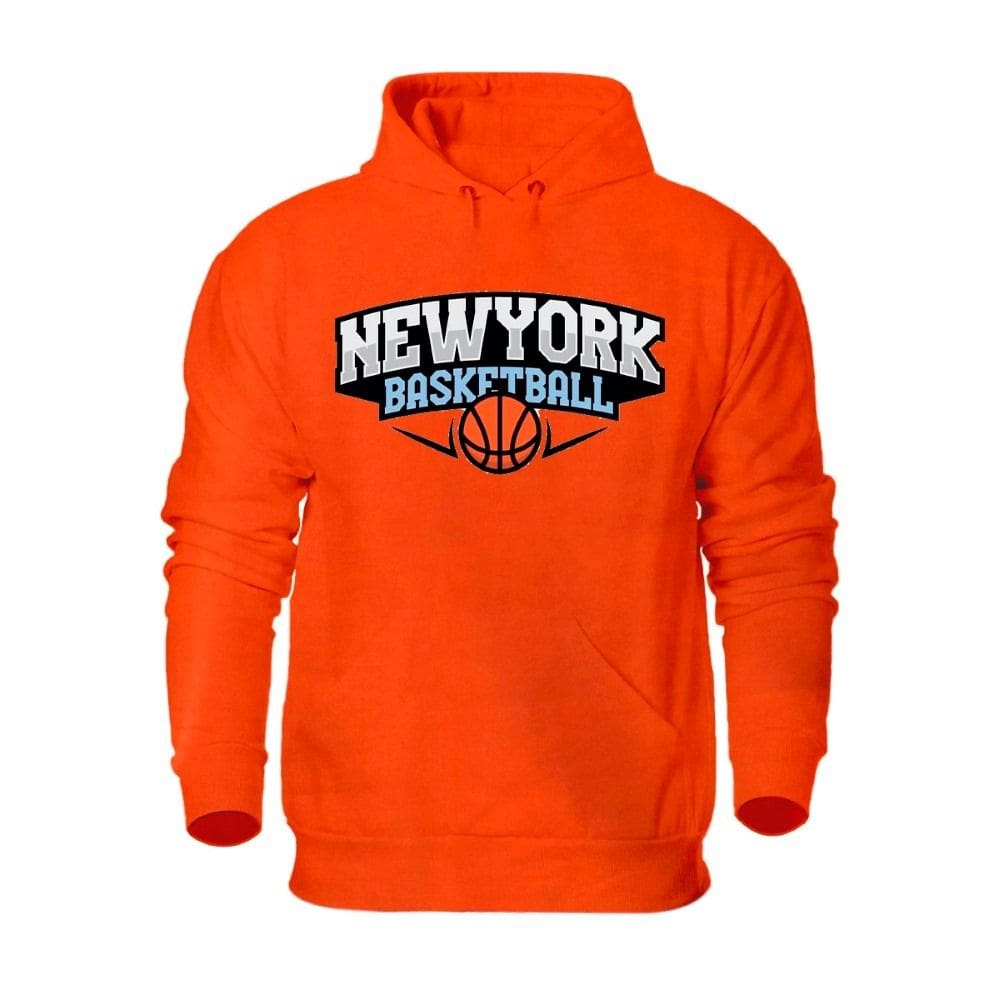 Blusa Moletom Canguru Com Capuz Ajustavel Estampa New York Basketball Estiloso Academia Dia a Dia