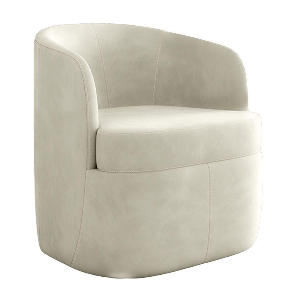 Poltrona Bel Decorativa Sala De Estar Design Moderno Base Giratória Veludo Bege G33