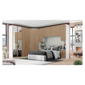 Quarto Modulado Casal Ambiente 6 Seletto 6 Peças Areia Jequitibá - Henn