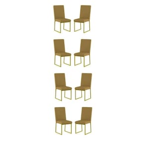 Kit 8 Cadeiras De Jantar Com Base Ferro Dourado Luxo Balaqui Cor:capuccino Capuccino