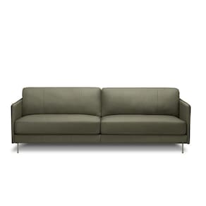 Sofá Decorativo Anthony 3 Lugares Sala De Estar 210cm Pés Em Aço Couro Fendi G88 - Gran Belo