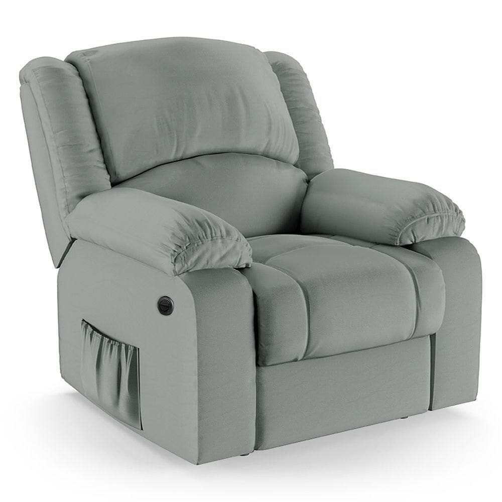 Poltrona Do Papai Reclinável Melim Elétrica Led Massagem Pu Fh1 Cinza