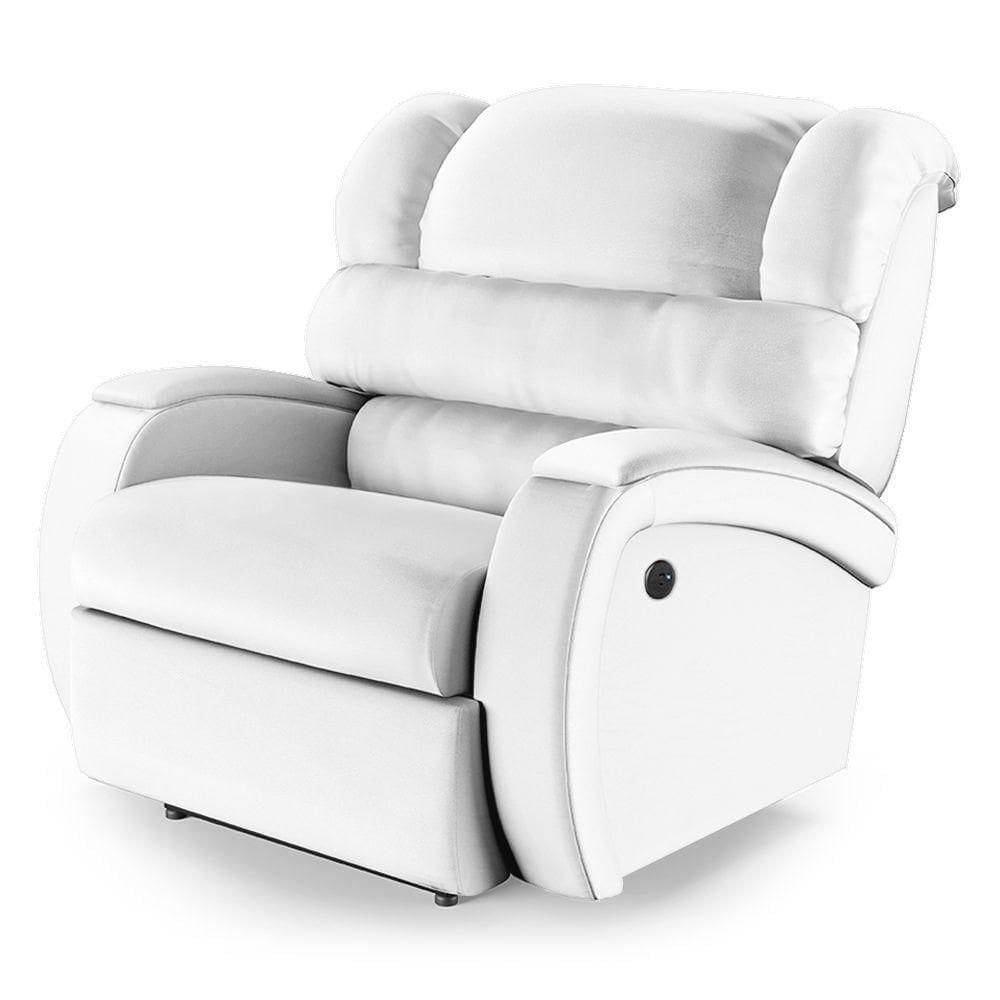 Poltrona Do Papai Reclinável Napoli Power Touch Usb Pu Fh1 Branco