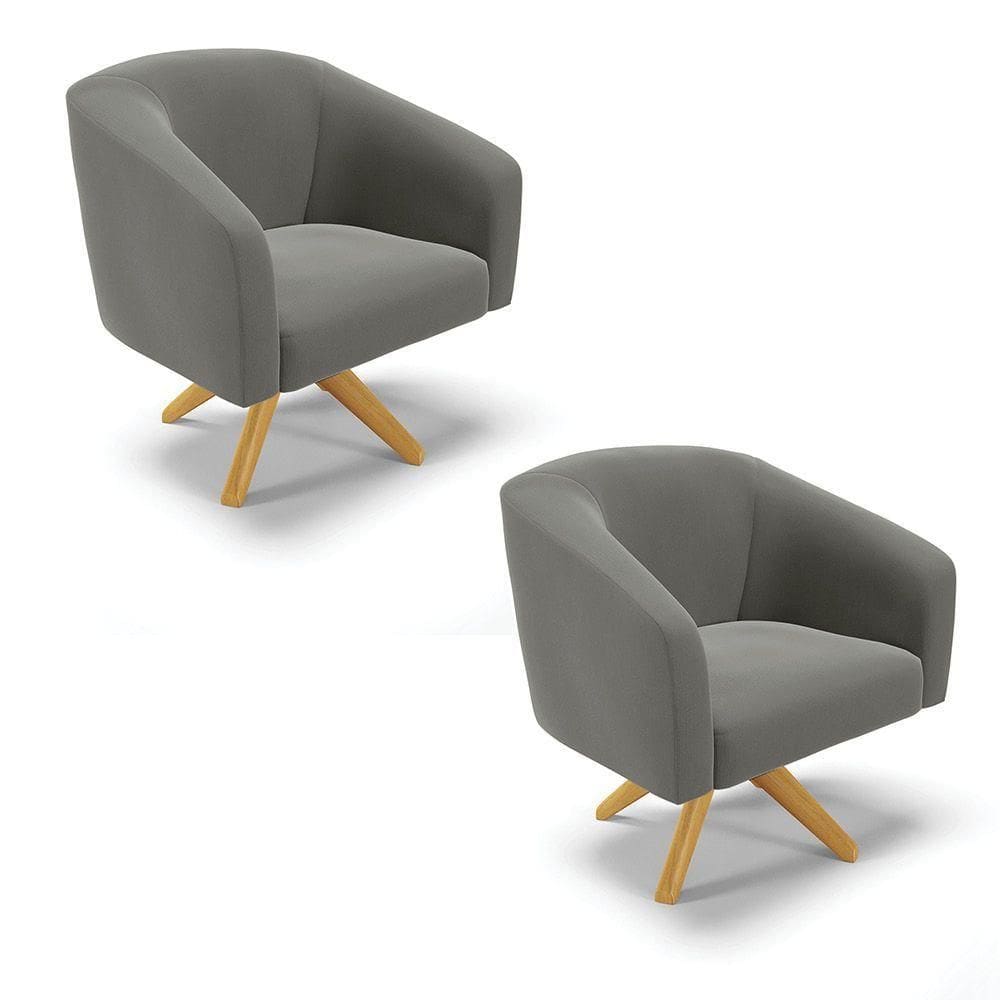 Cadeira Sala De Jantar Giratória Ma30 Kit 2 Stella Suede D03 - D\`rossi Cor Grafite