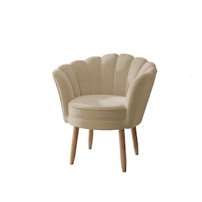 Poltrona Pé Palito Flor Sala, Quarto Mesa Maquiagem Cor:bege Bege