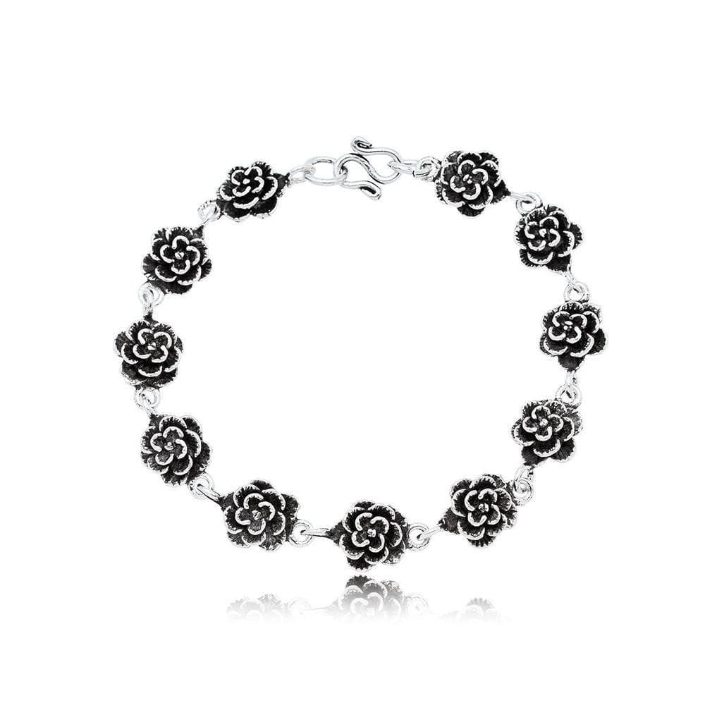 Pulseira Rosas Prata De Bali 925