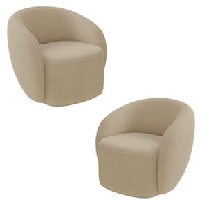Kit 2 Poltronas Decorativas Sala De Estar íbis Encosto Fixo Bouclê Bege G33 - Gran Belo