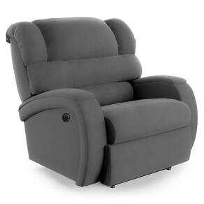 Poltrona Do Papai Reclinável Napoli Power Elétrica Massagem Veludo Fh1 Cinza