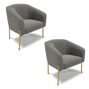 Cadeira Sala De Jantar Pé De Ferro Dourado Kit 2 Stella Suede D03 - D\`rossi Cor Grafite