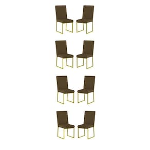 Kit 8 Cadeiras De Jantar Com Base Ferro Dourado Luxo Balaqui Cor:marrom Marrom