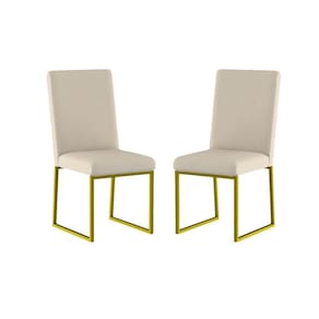 Kit 2 Cadeiras De Jantar Com Base Ferro Dourado Luxo Balaqui Cor:bege Bege