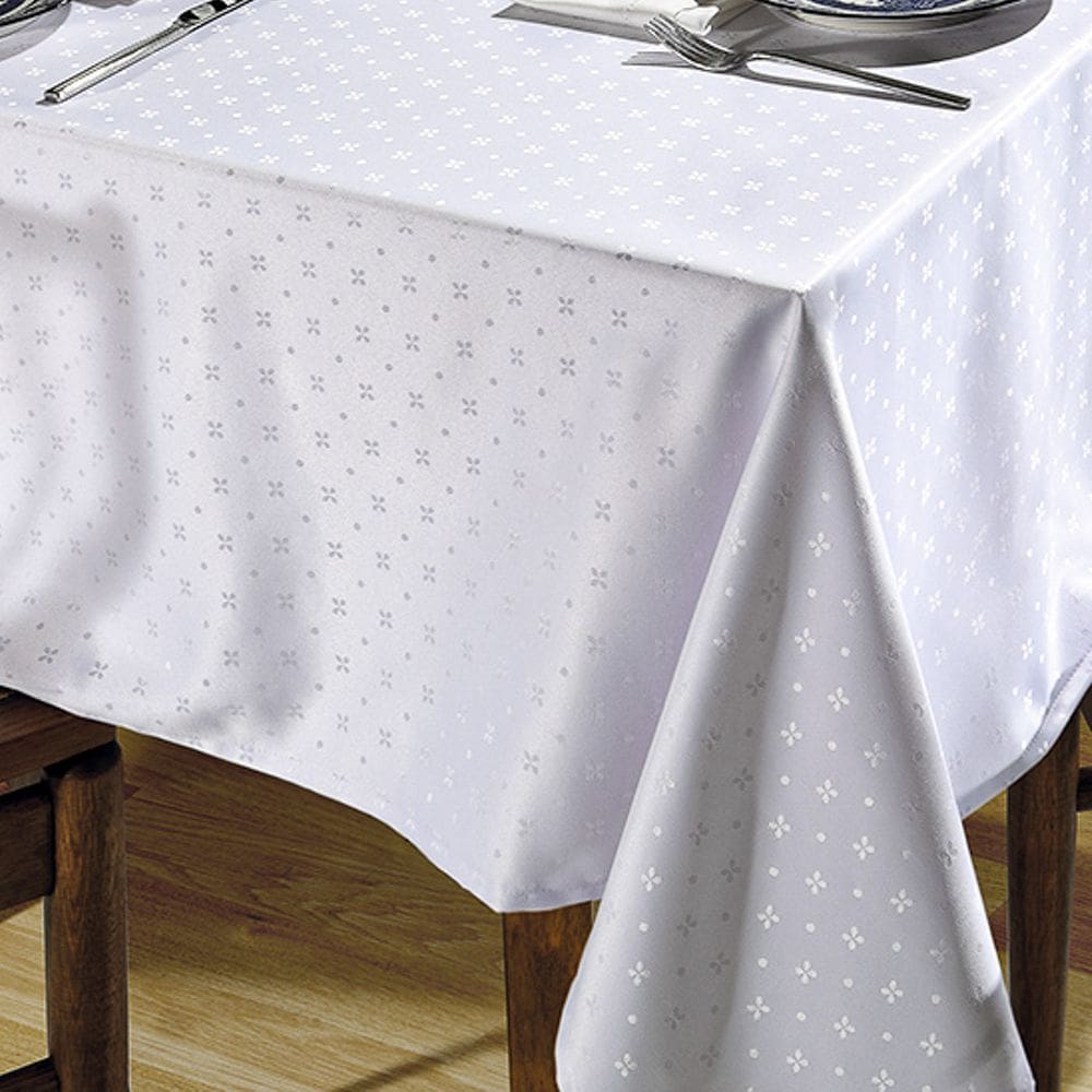 Toalha De Mesa Quadrada 4 Lugares Jacquard Requinte Dohler Branco