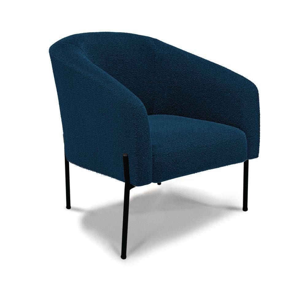 Cadeira Sala De Jantar Pé De Ferro Preto Stella Bouclê D03 - D\`rossi Cor Azul