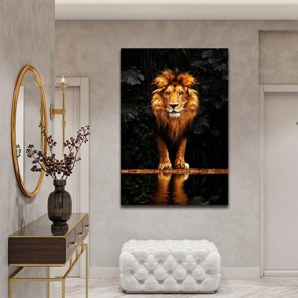 Quadro Leão Ouro Forest