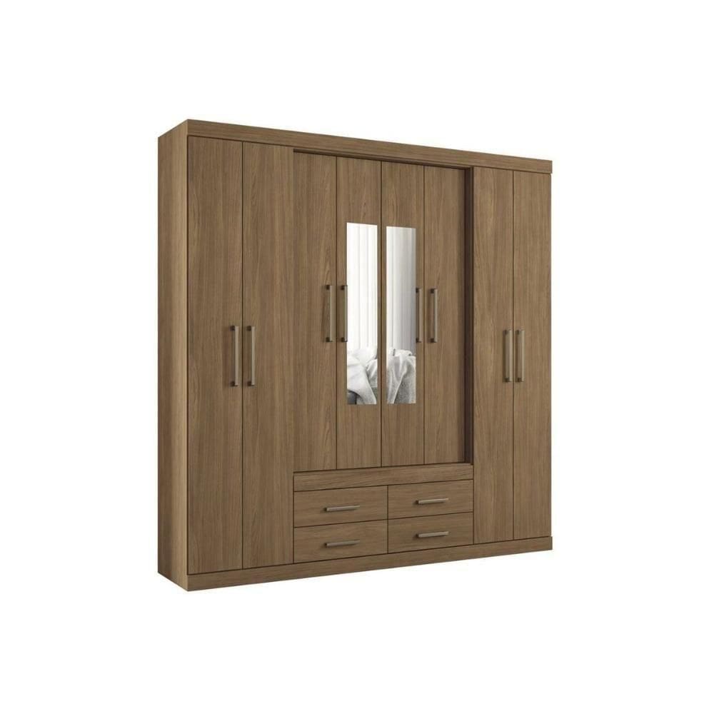 Guarda Roupa Casal 8 Portas E 4 Gavetas C- Espelho Jatoba