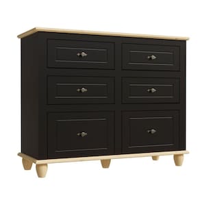 Cômoda Retrô 6 Gavetas Preto/ Marfim