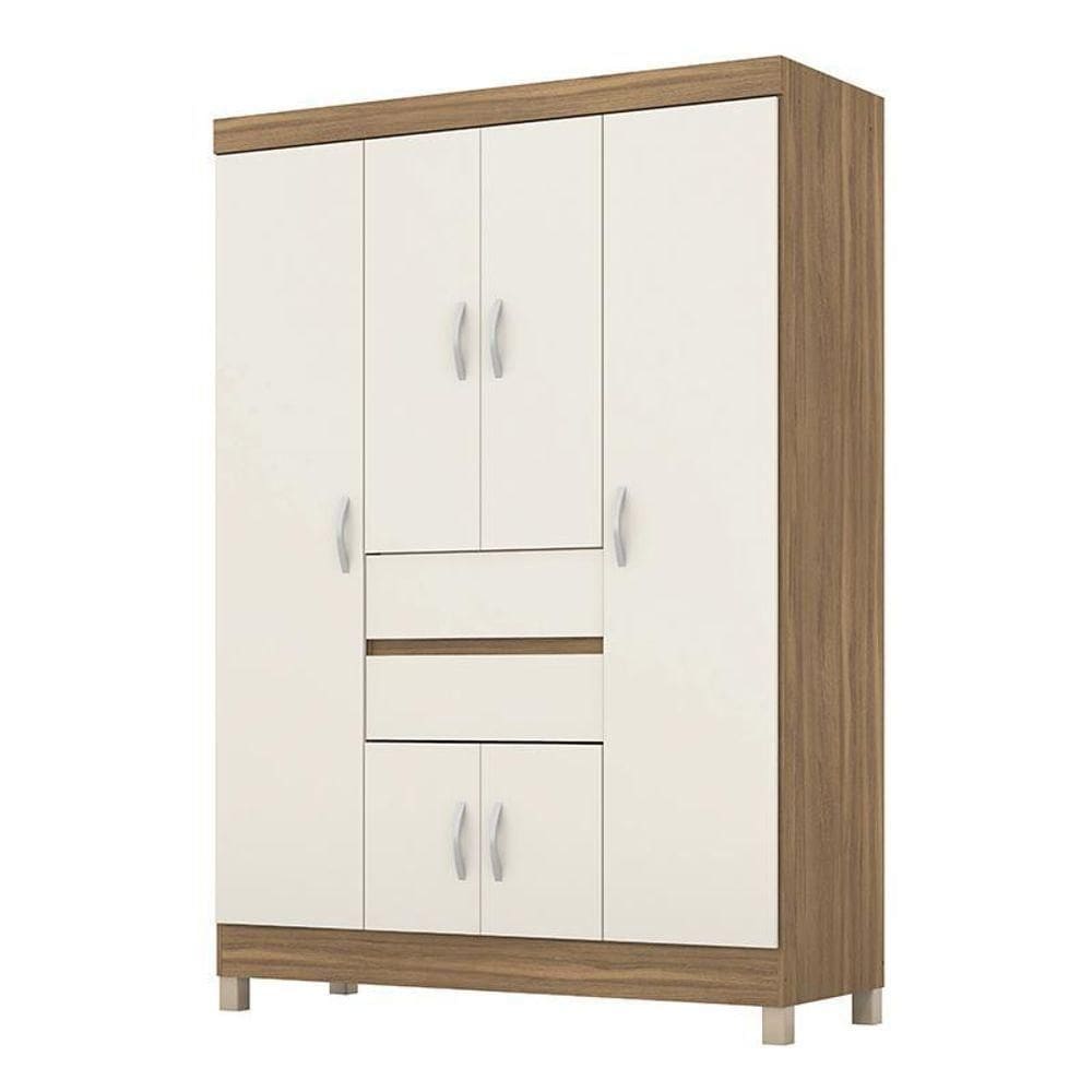 Guarda Roupa Casal Ecom Ii 6 Portas E 2 Gavetas Amêndola Off White - Demóbile Amêndola Off White