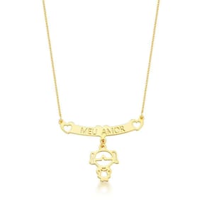 Colar Filhos Meus Amores Banhados A Ouro 18k - Menina