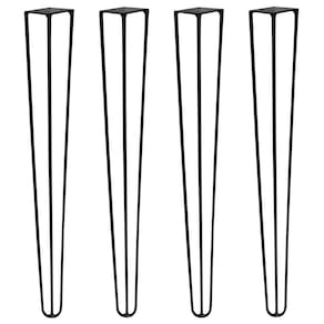 Kit 4 Pés De Metal 60 Cm Harpin Legs Mesa De Canto Preto