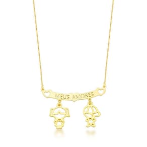 Colar Filhos Meus Amores Banhados A Ouro 18k - Casal