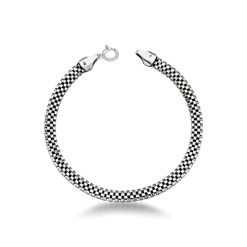 Pulseira Chata Pipoca Prata De Bali 925 - 19cm