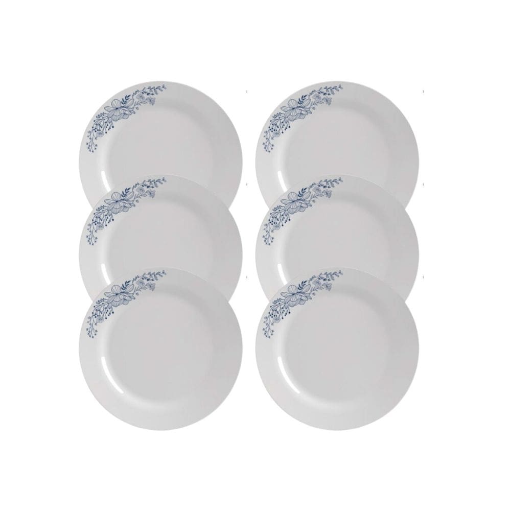 Jogo Prato Raso Flower Opaline Branco Menu Nadir Kit 6 Peças
