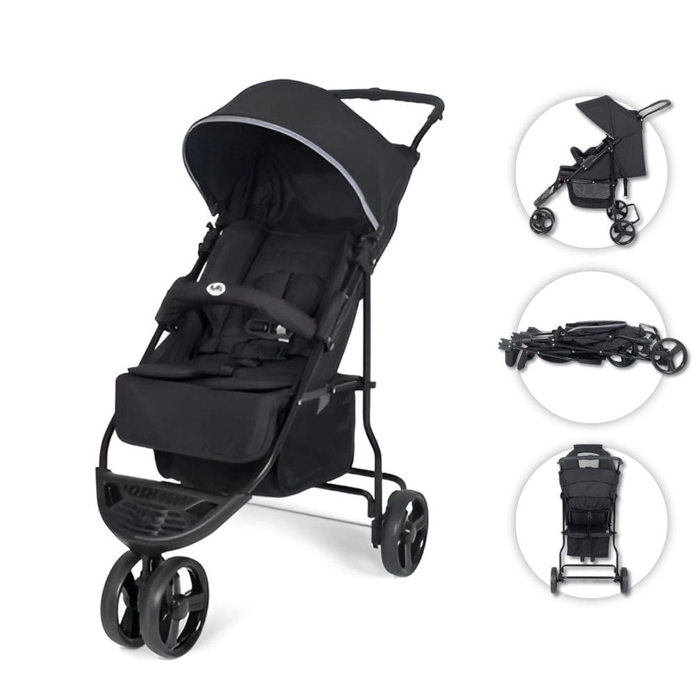 Carrinho de bebê 3 rodas Tutti Baby Horus preto e cinza com chassi de cor preto