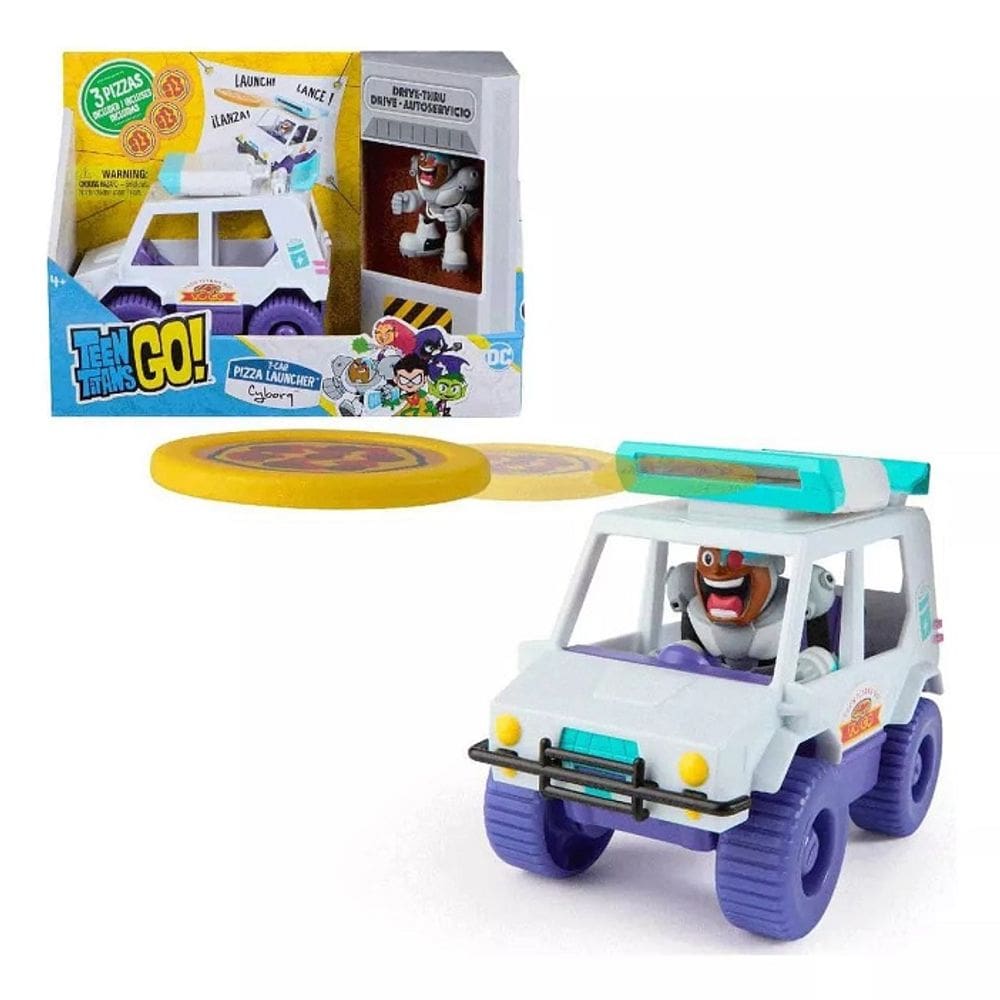 Jovens Teen Titans Go Veiculo T-car Lancador De Pizza C/ Boneco Cyborg- Sunny