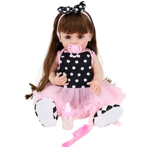 Bebê Sweetie Reborn Roupa Bailarina Bolinhas Sapatilha 55cm