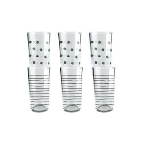 Jogo De Copo Doodle Bar Listras Vidro 390ml - Kit 6 Peças