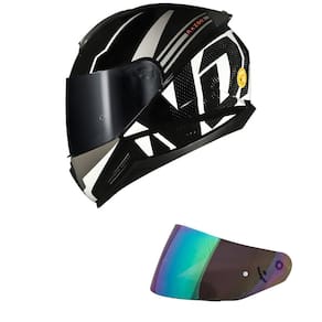 Capacete Norisk Razor Full Preto e Branco Mais Viseira Camaleão