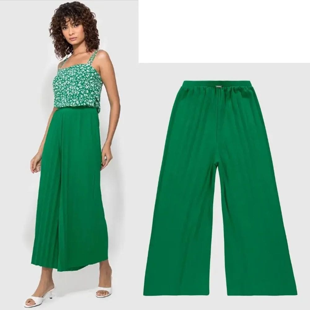 Calça pantalona plissada Enfim