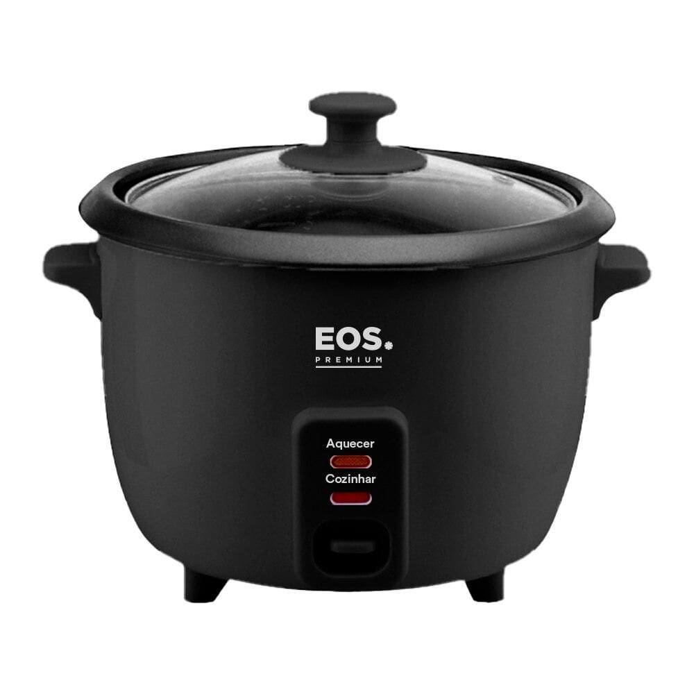 Panela Elétrica de Arroz 8 Xícaras EOS Premium Pratic Tampa de Vidro Preto EPA08P 220V