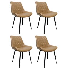 Kit Com 4 Cadeiras Haifa Assento Em Mdf E Base Em Aço Pintado Fratini Caramelo