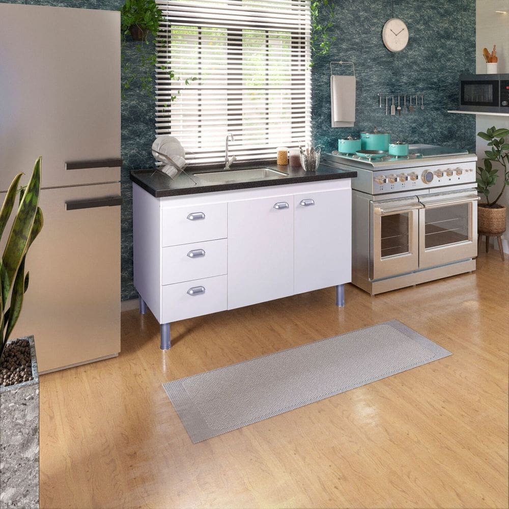Armário para Cozinha 114 Cm 3 Portas 3 Gavetas São Luis Branco
