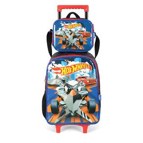 Kit Mochila Rodinhas Lancheira Luxcel HotWheels Preto