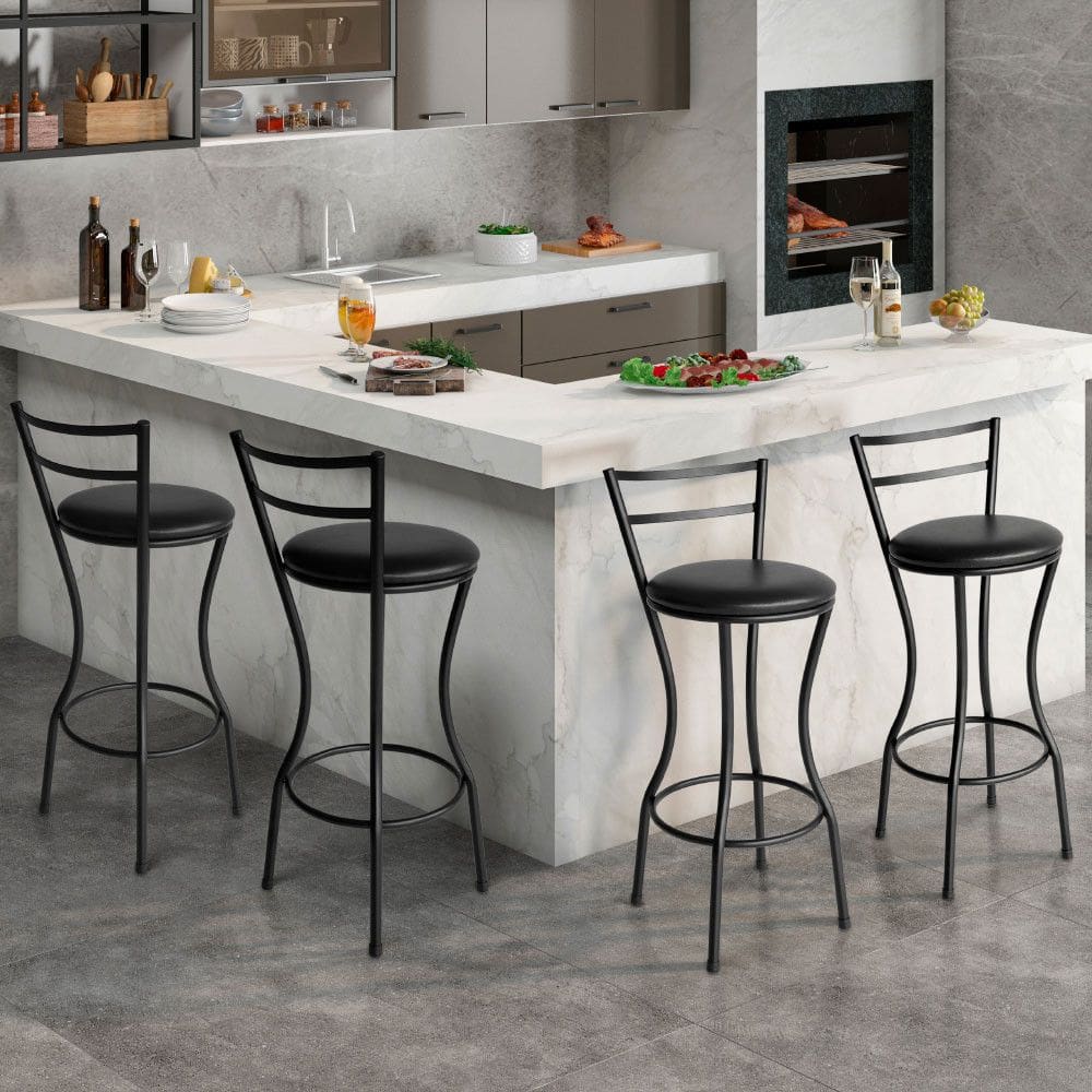 Conjunto de 4 Banquetas Alta Home de Aço de Carbono
