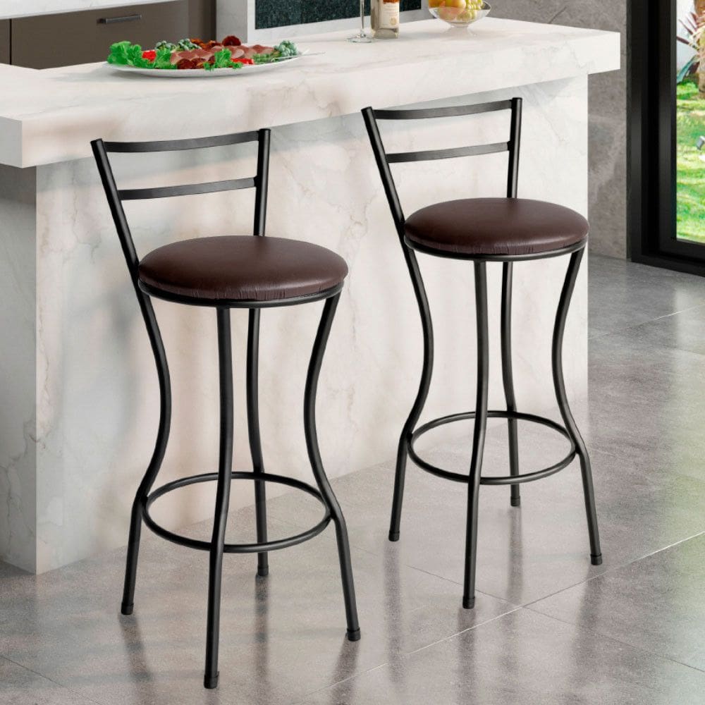 Conjunto de 2 Banquetas Alta Home de Aço de Carbono