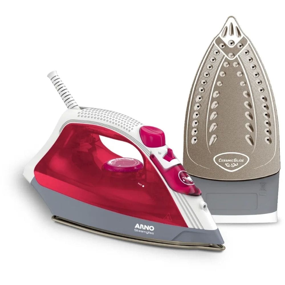 Ferro a Vapor Elétrico Arno Steamgliss Cerâmica Rosa FSGC 1200W Vapor Contínuo 20g/min Ponta de Precisão