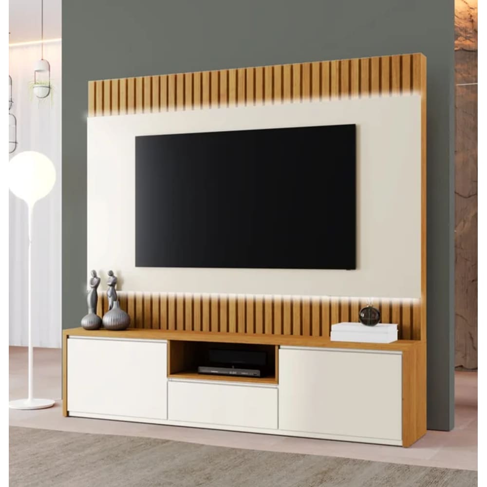 Home Boreal com Led Para TV 58" Naturalle/Off White - Mavaular