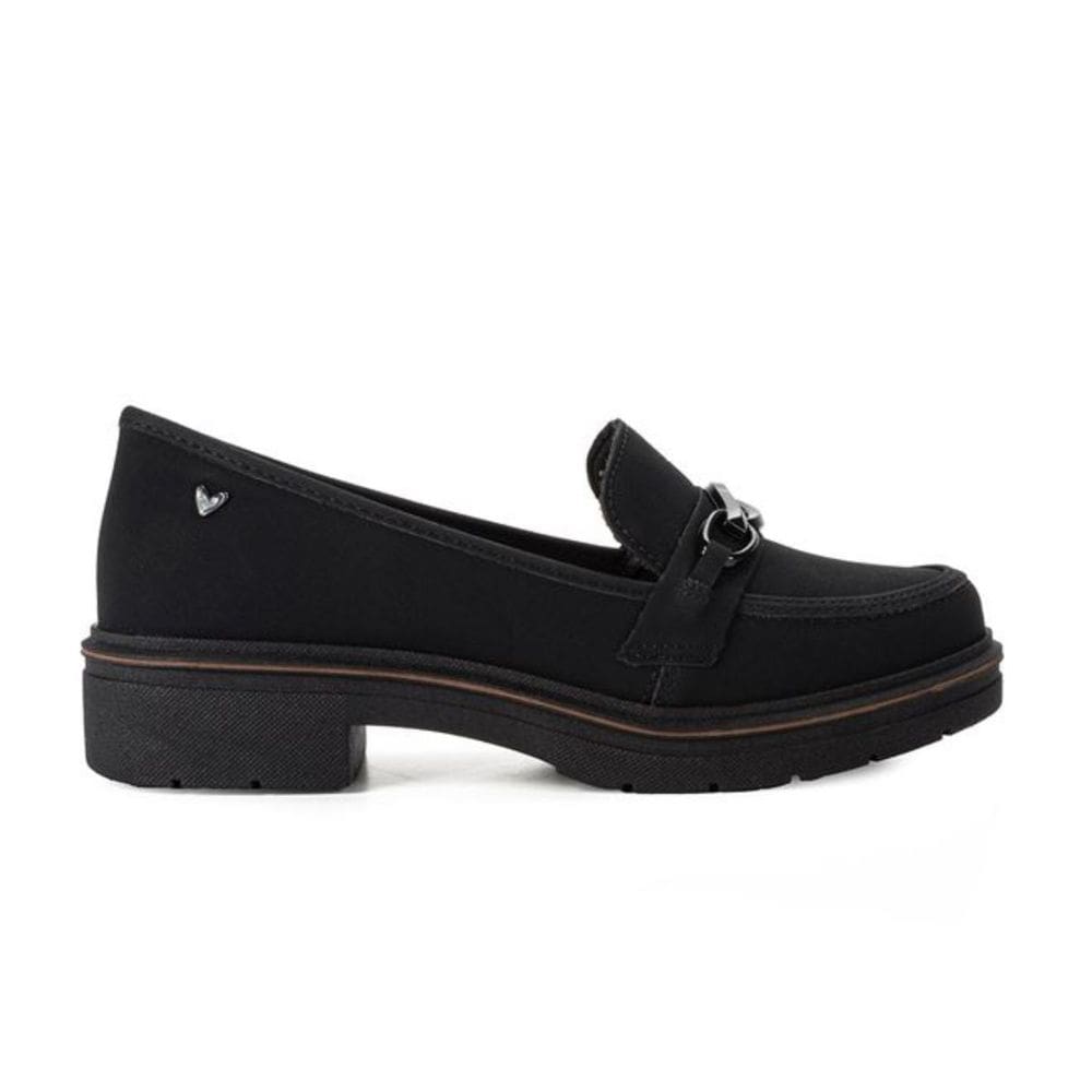 Mocassim Mississipi Salto Baixo Corrente Feminino Preto