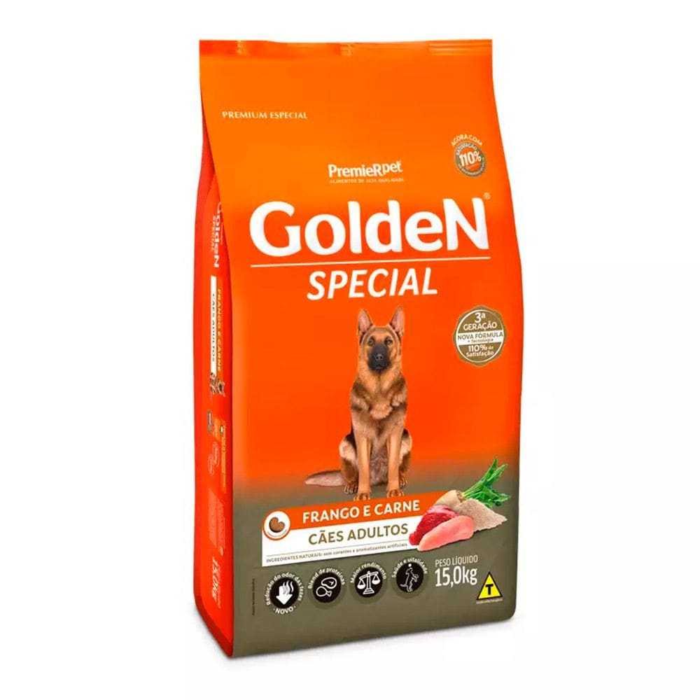 Ração Premier Golden Special Cães Adultos Frango e Carne 15kg