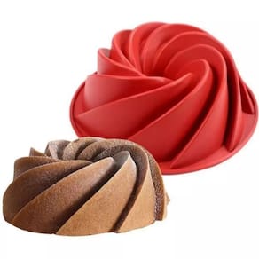 Forma de Bolo Assadeira Tornado Espiral em Silicone 23cm (Ideal P/ Congelador, Forno e Micro-ondas)