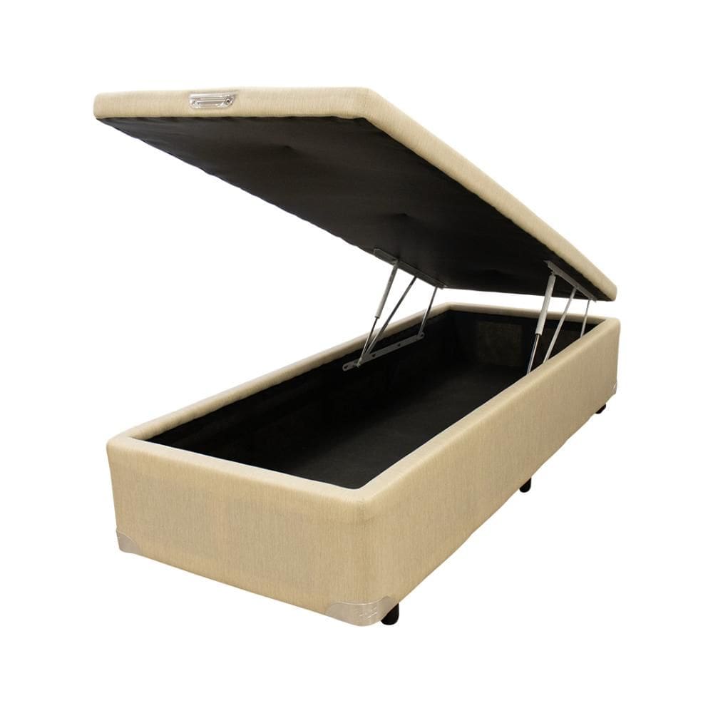 Box Baú Castor Solteiro Linho Bege 96x203x35cm