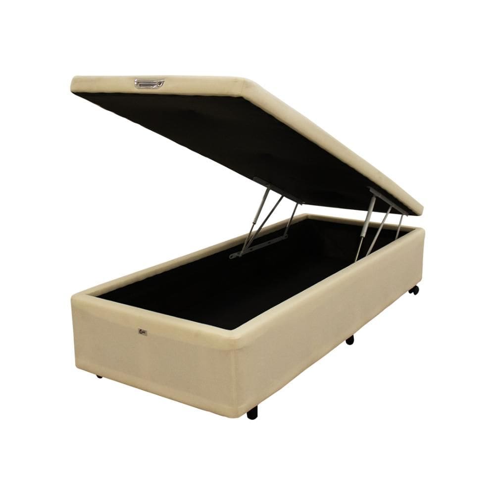 Box Baú Castor Solteiro Vellus Bege 96x203x35cm