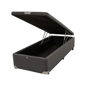 Box Baú Castor Solteiro Vellus Cinza 96x203x35cm