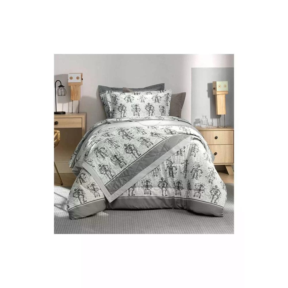 Kit Cobre Leito Colcha Solteiro Karsten Robôs 180 Fios