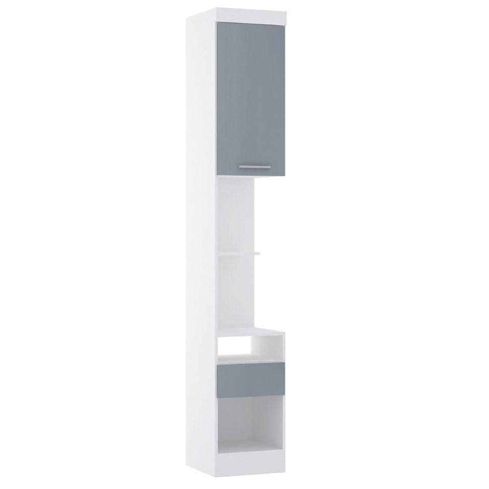 Mesa De Cabeceira Alta 38cm 1 Porta E 1 Gaveta Alpes Luciane Móveis Branco Pf Com Grey Sky Pf