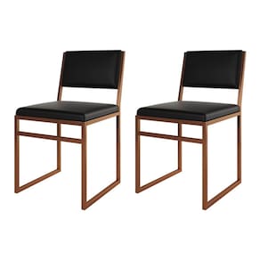 Kit 2 Cadeiras De Jantar Industrial Isa Assento Corino Preto Base Cobre